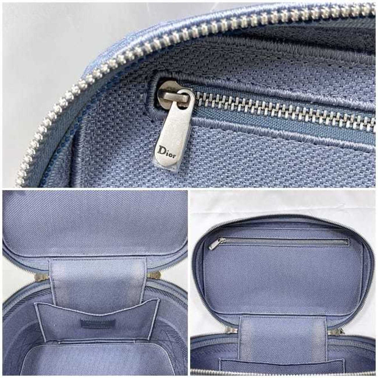 Dior Vanity Blue Canvas Hand Bag