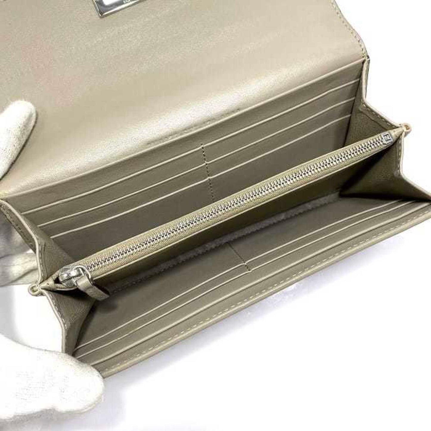 Fendi Peekaboo Grey Leather Wallet Accessories