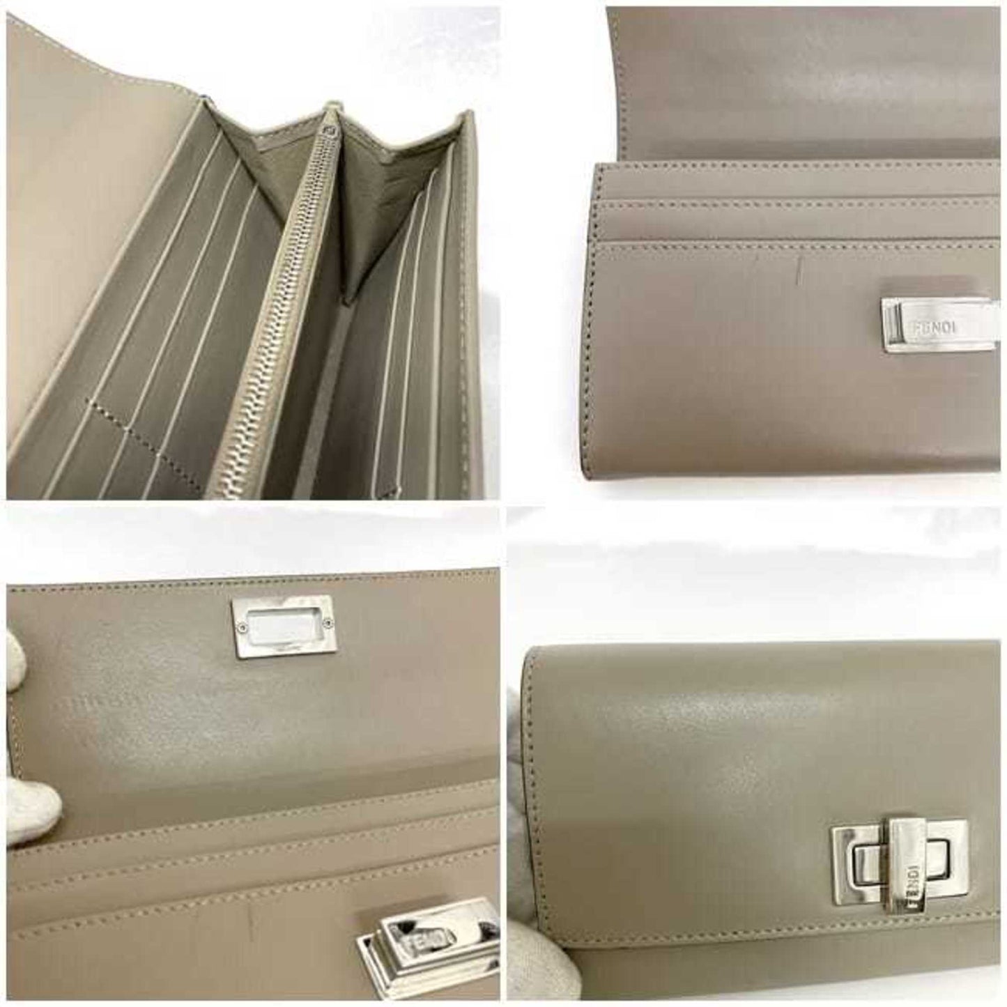 Fendi Peekaboo Grey Leather Wallet Accessories