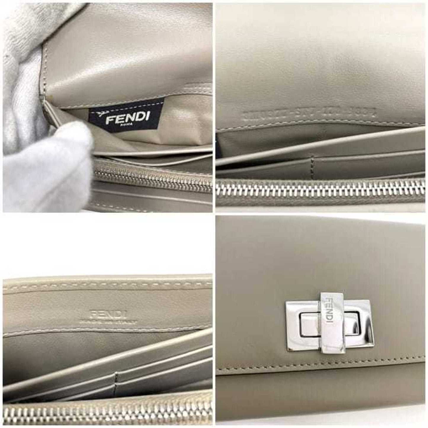 Fendi Peekaboo Grey Leather Wallet Accessories