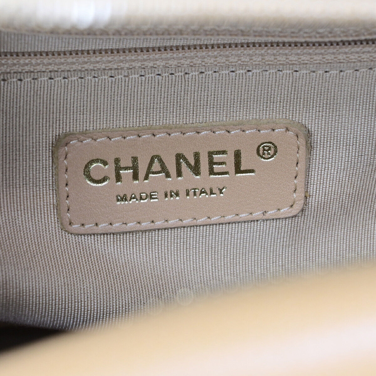 Chanel Boston Beige Leather Hand Bag