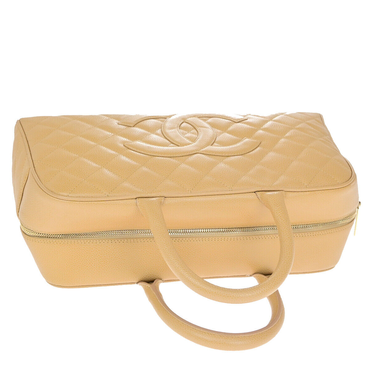 Chanel Boston Beige Leather Hand Bag