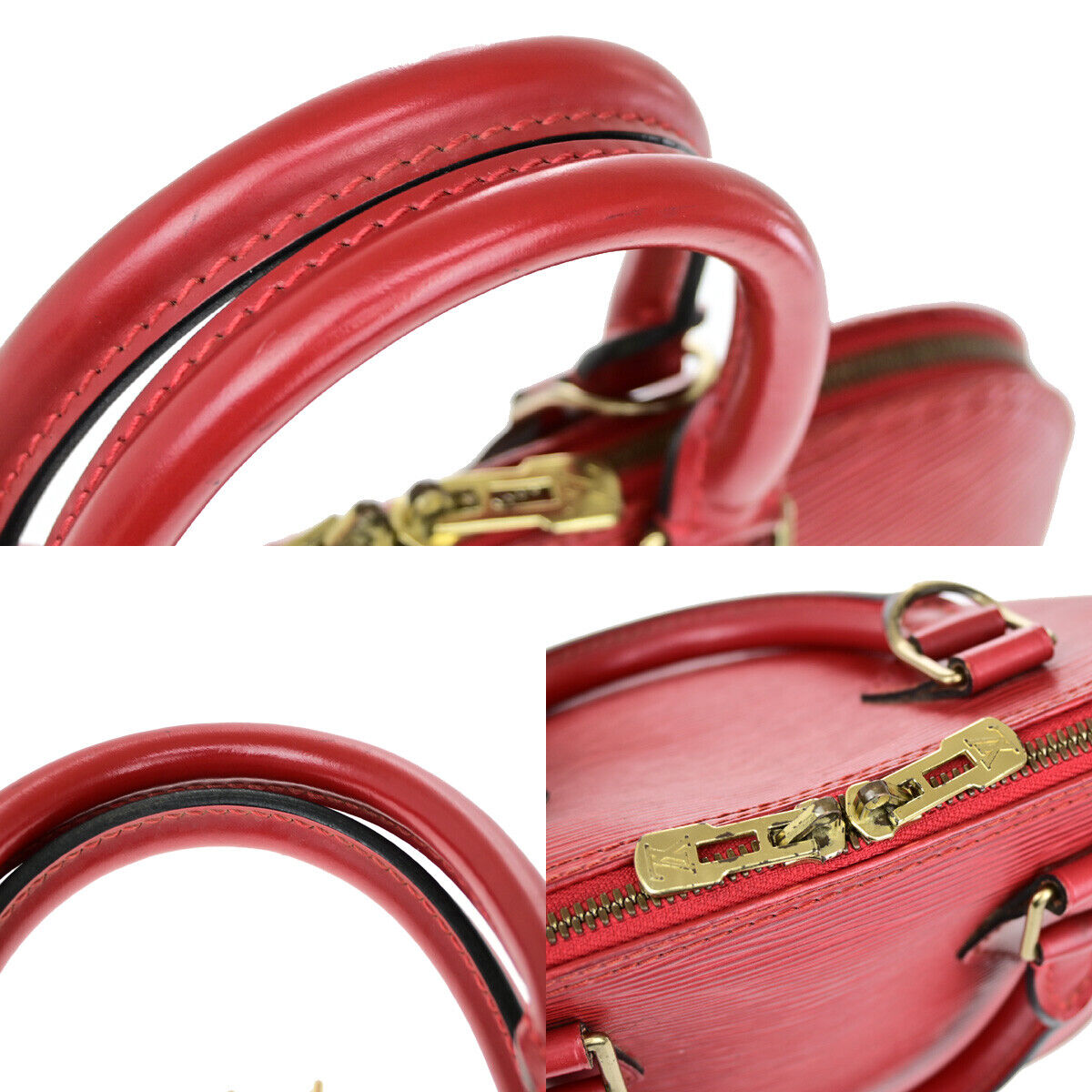 Louis Vuitton Alma Red Leather Hand Bag