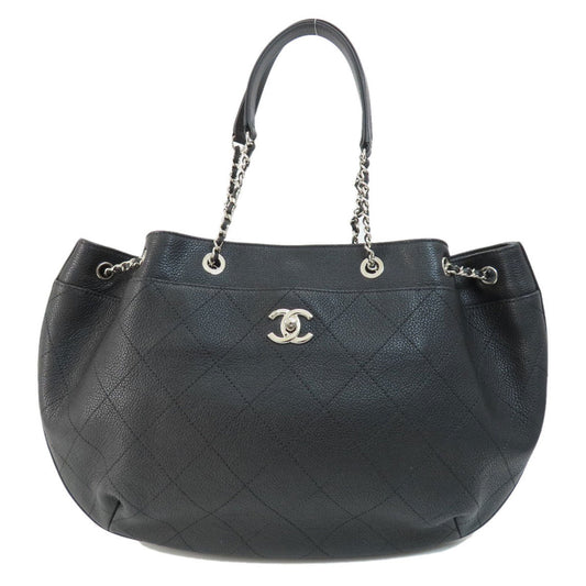 Chanel Logo CC Black Leather Tote Bag