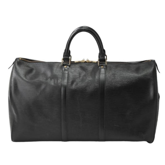 Louis Vuitton Keepall 50 Black Leather Travel Bag