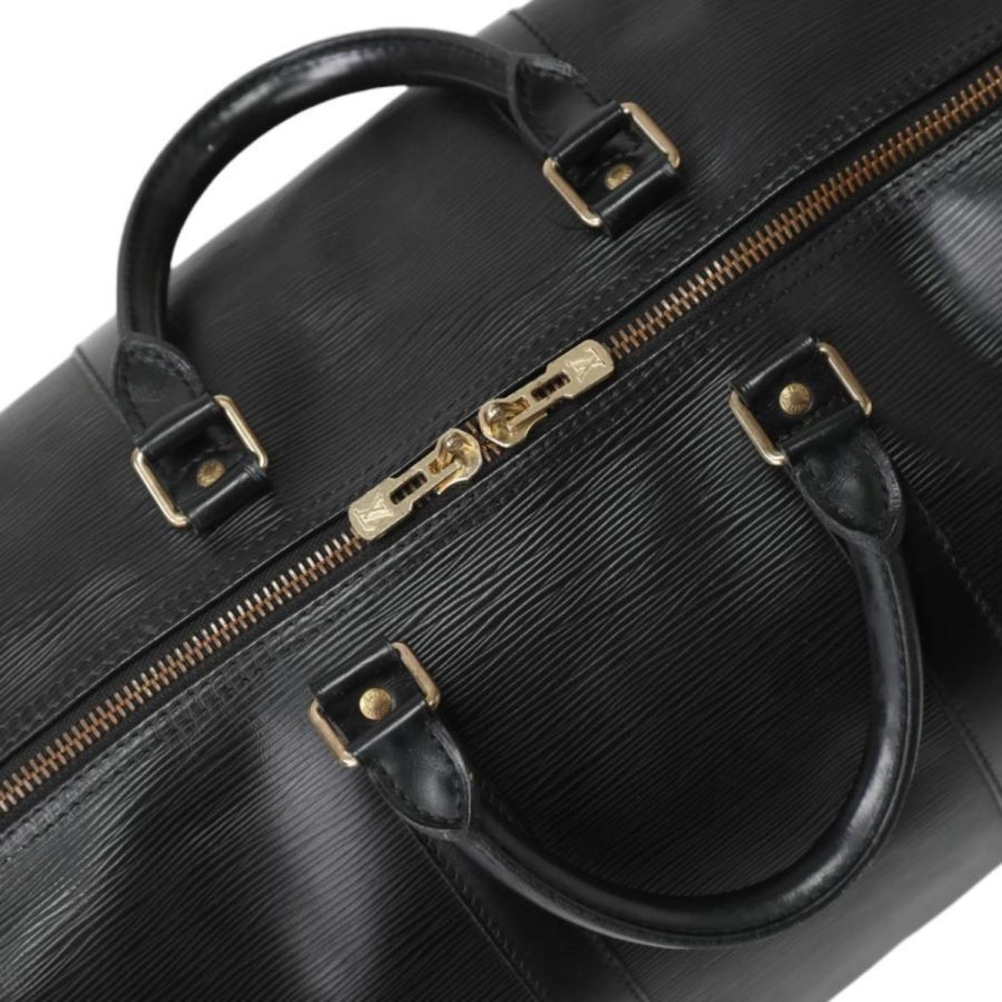 Louis Vuitton Keepall 50 Black Leather Travel Bag