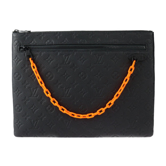 Louis Vuitton Pochette A4 Black Leather Clutch Bag