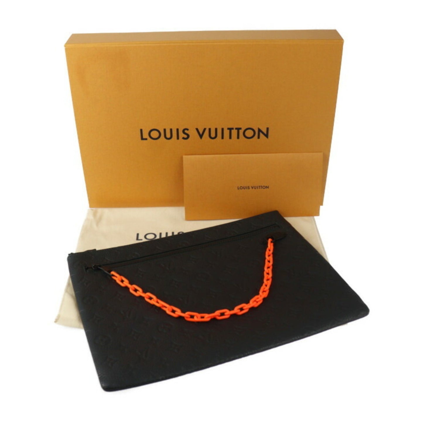 Louis Vuitton Pochette A4 Black Leather Clutch Bag