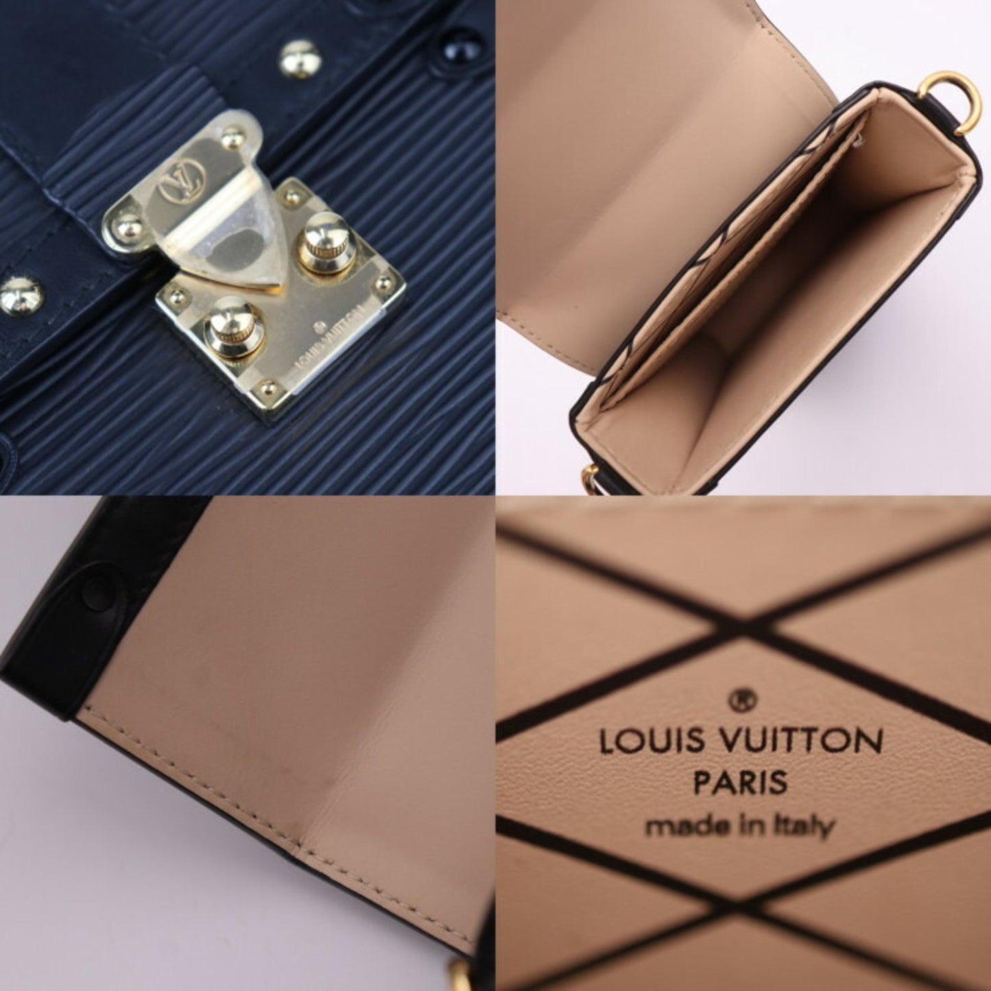 Louis Vuitton Trunk Black Leather Clutch Bag