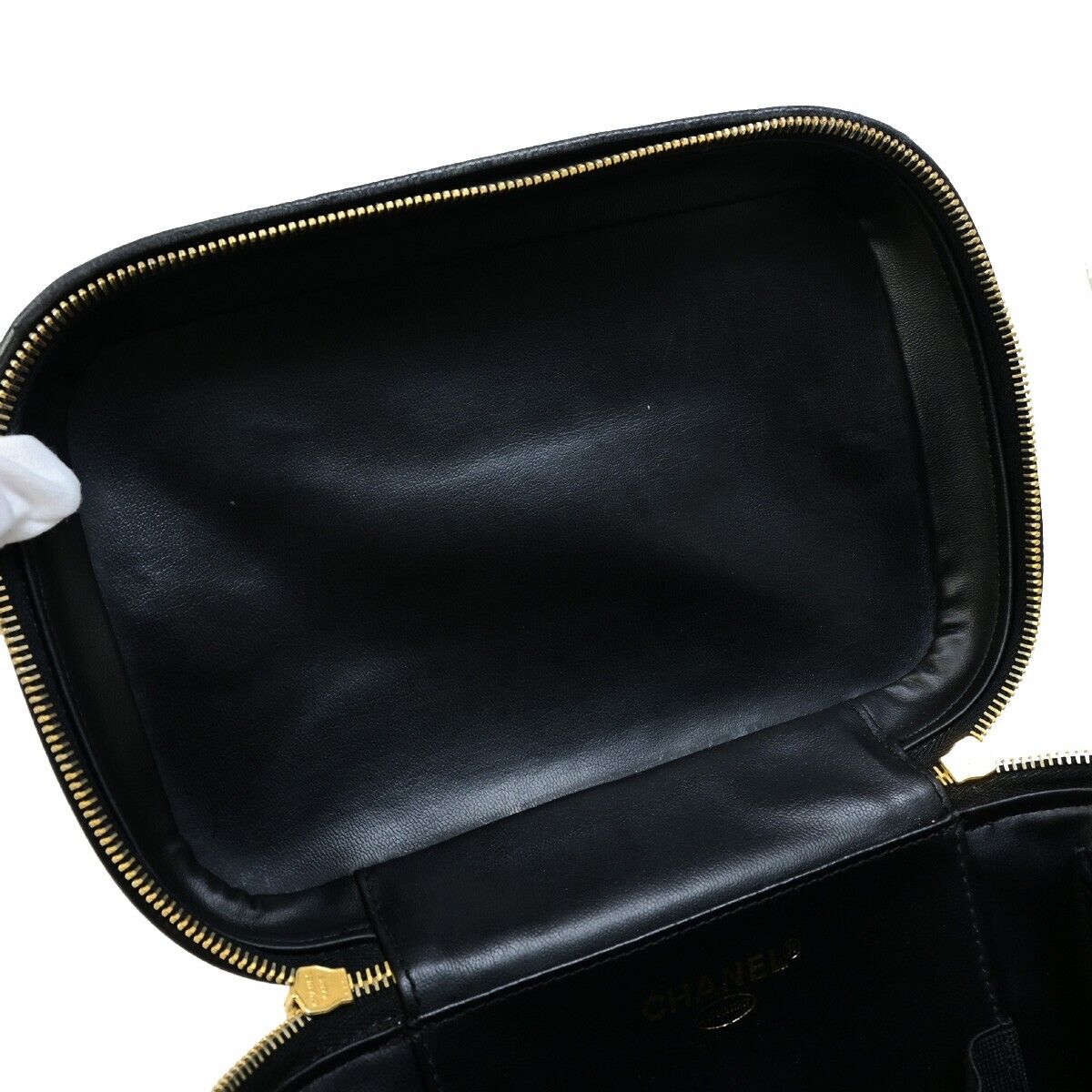 Chanel Vanity Black Leather Hand Bag