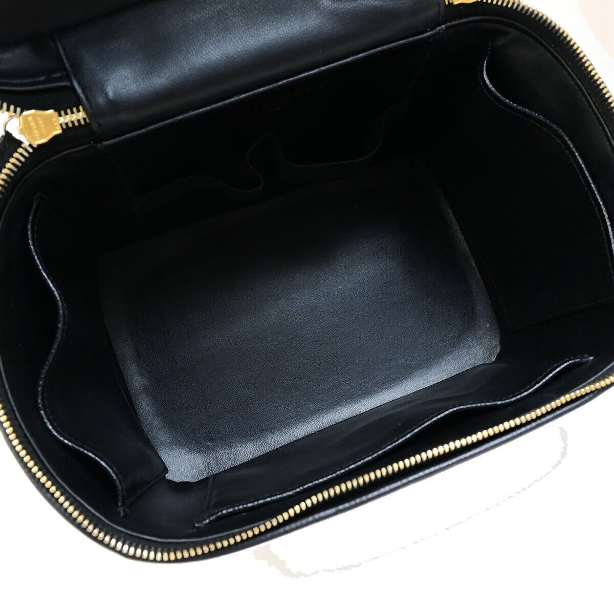 Chanel Vanity Black Leather Hand Bag