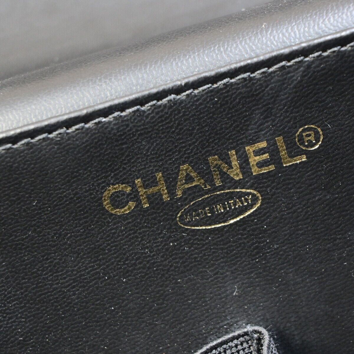 Chanel Vanity Black Leather Hand Bag