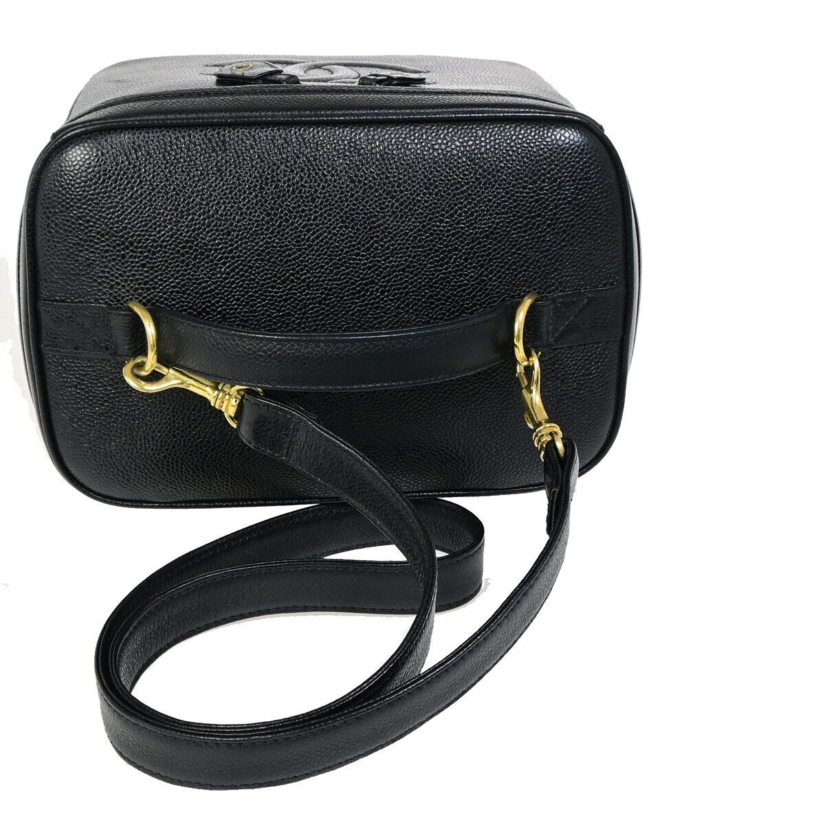 Chanel Vanity Black Leather Hand Bag