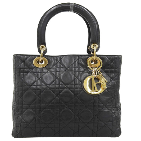 Dior Lady Dior Black Leather Hand Bag