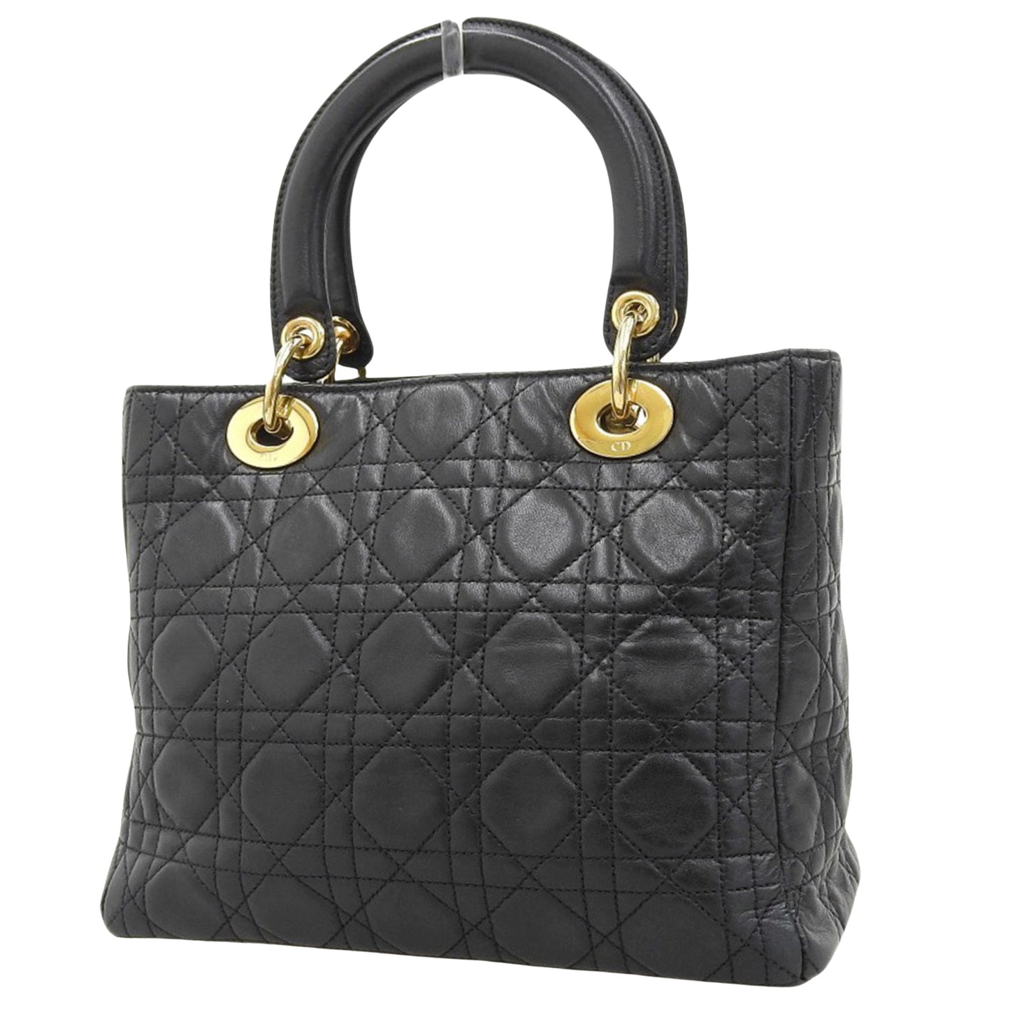 Dior Lady Dior Black Leather Hand Bag