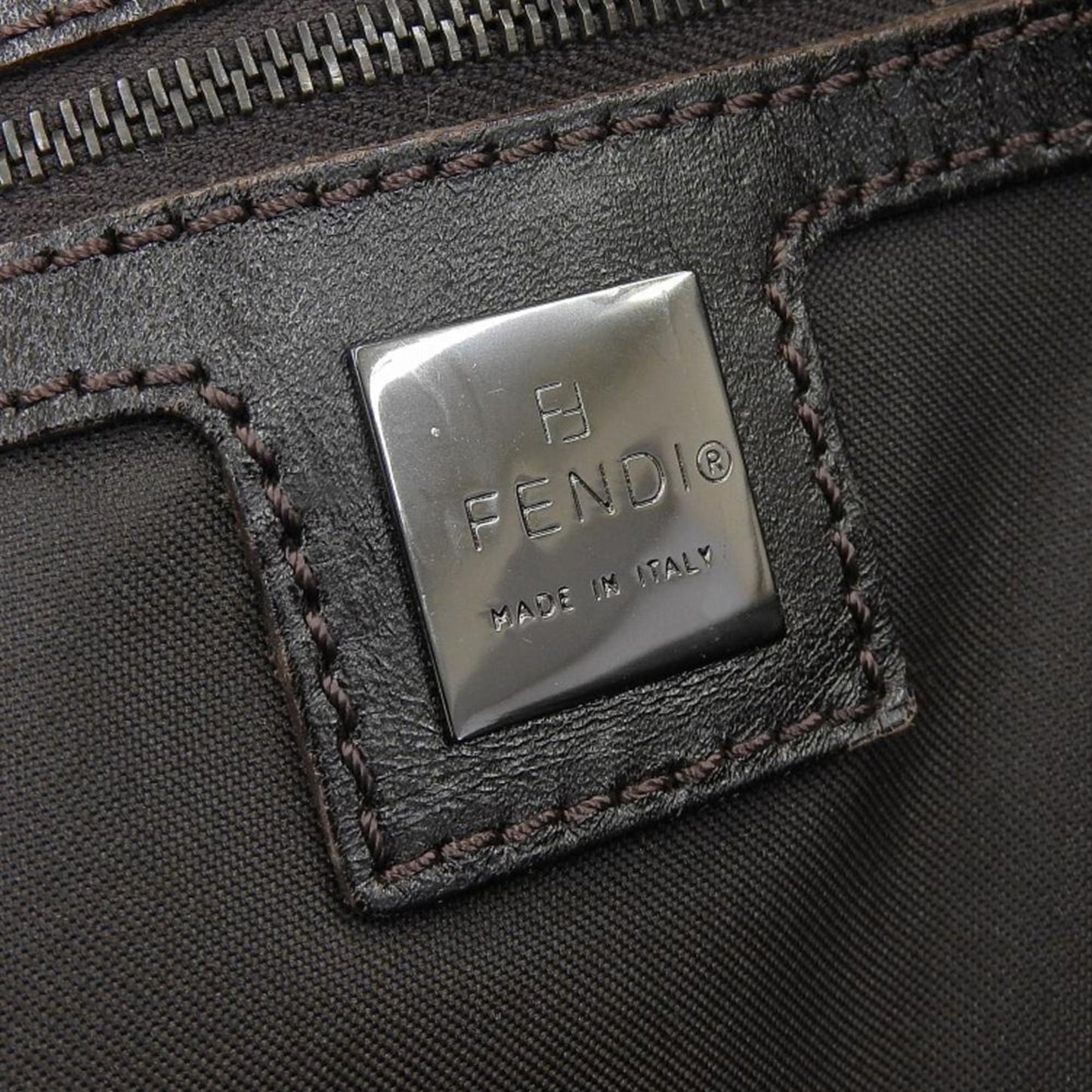 Fendi Zucca Brown Leather Hand Bag