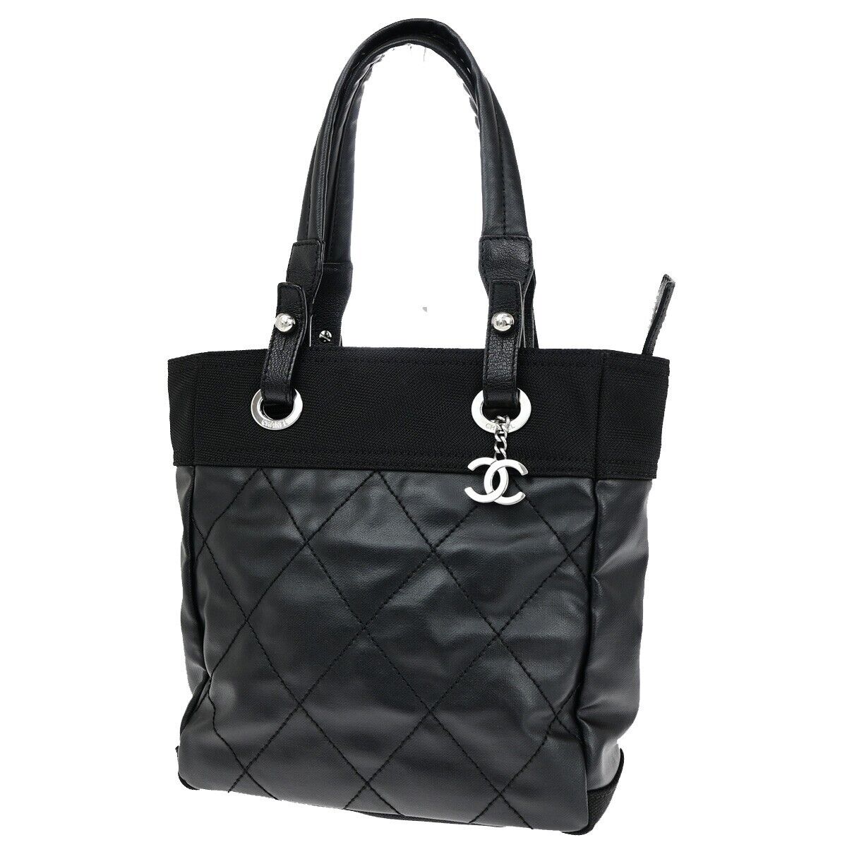 Chanel Paris Biarritz Black Leather Tote Bag