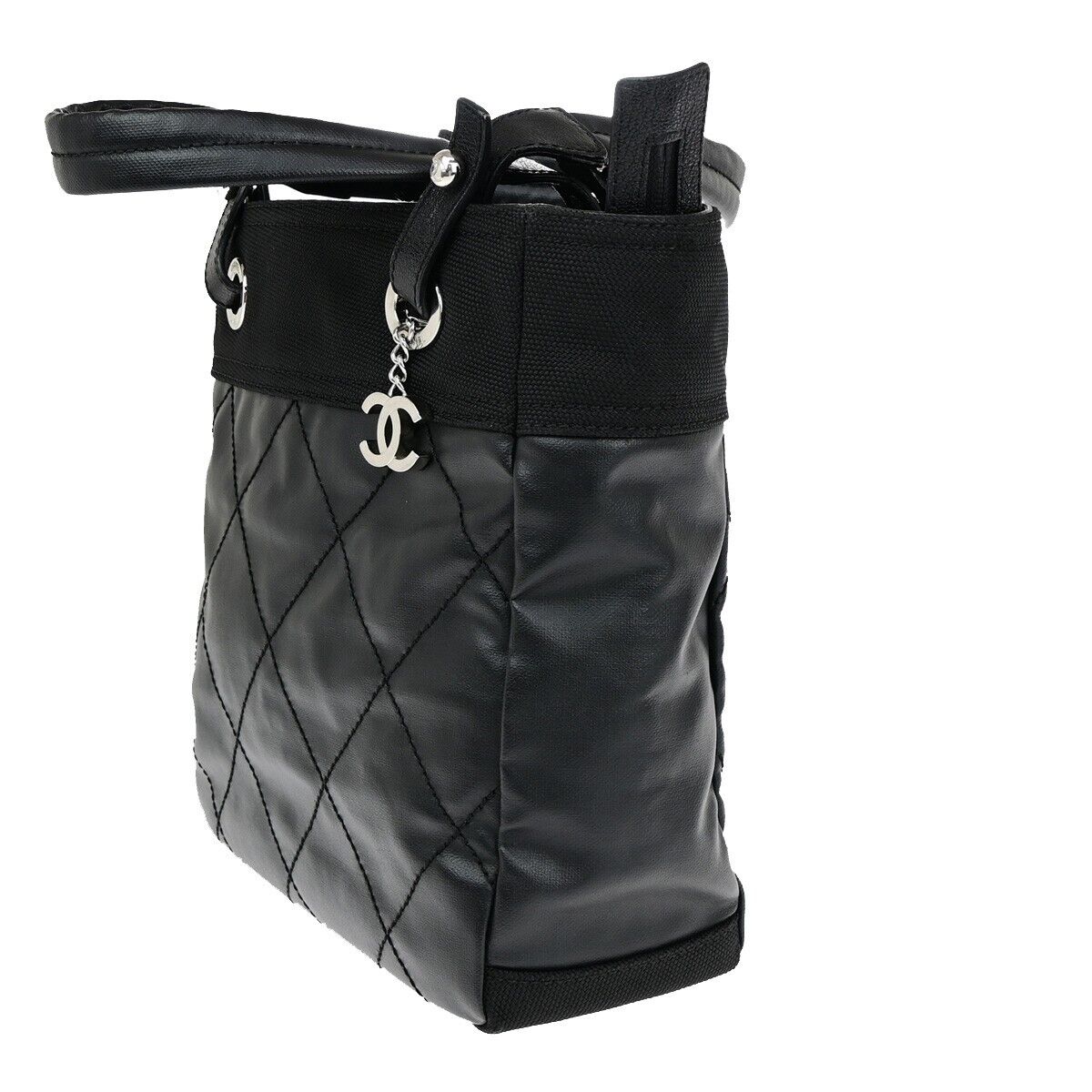 Chanel Paris Biarritz Black Leather Tote Bag