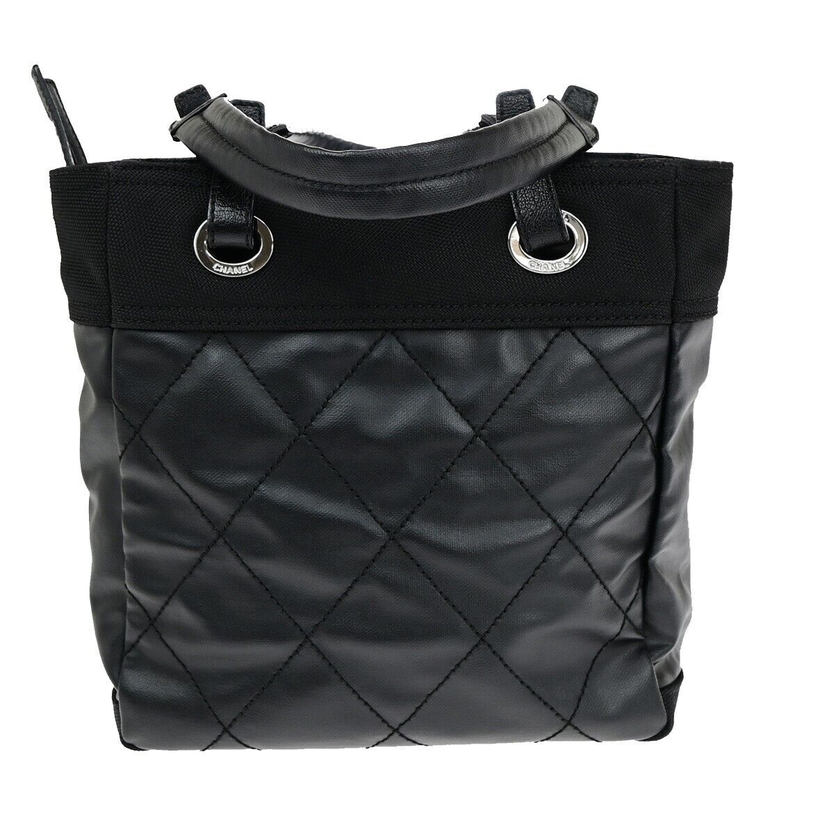 Chanel Paris Biarritz Black Leather Tote Bag