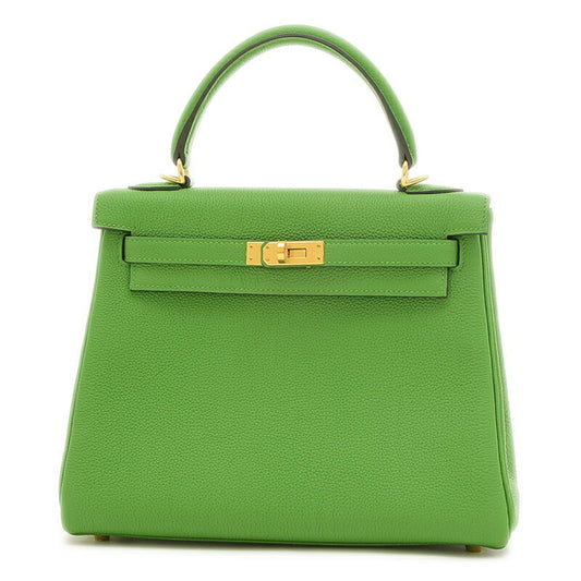 Hermès Kelly 25 Green Leather Hand Bag