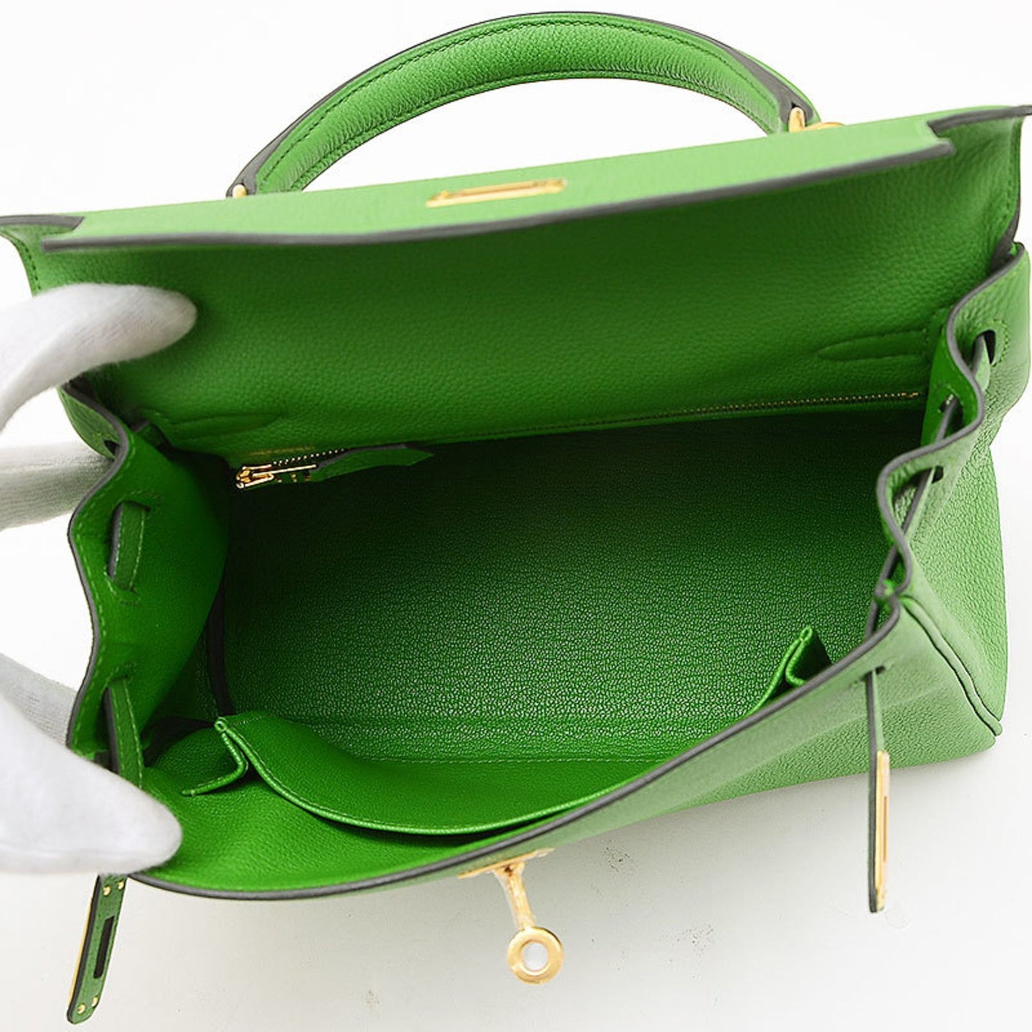 Hermès Kelly 25 Green Leather Hand Bag