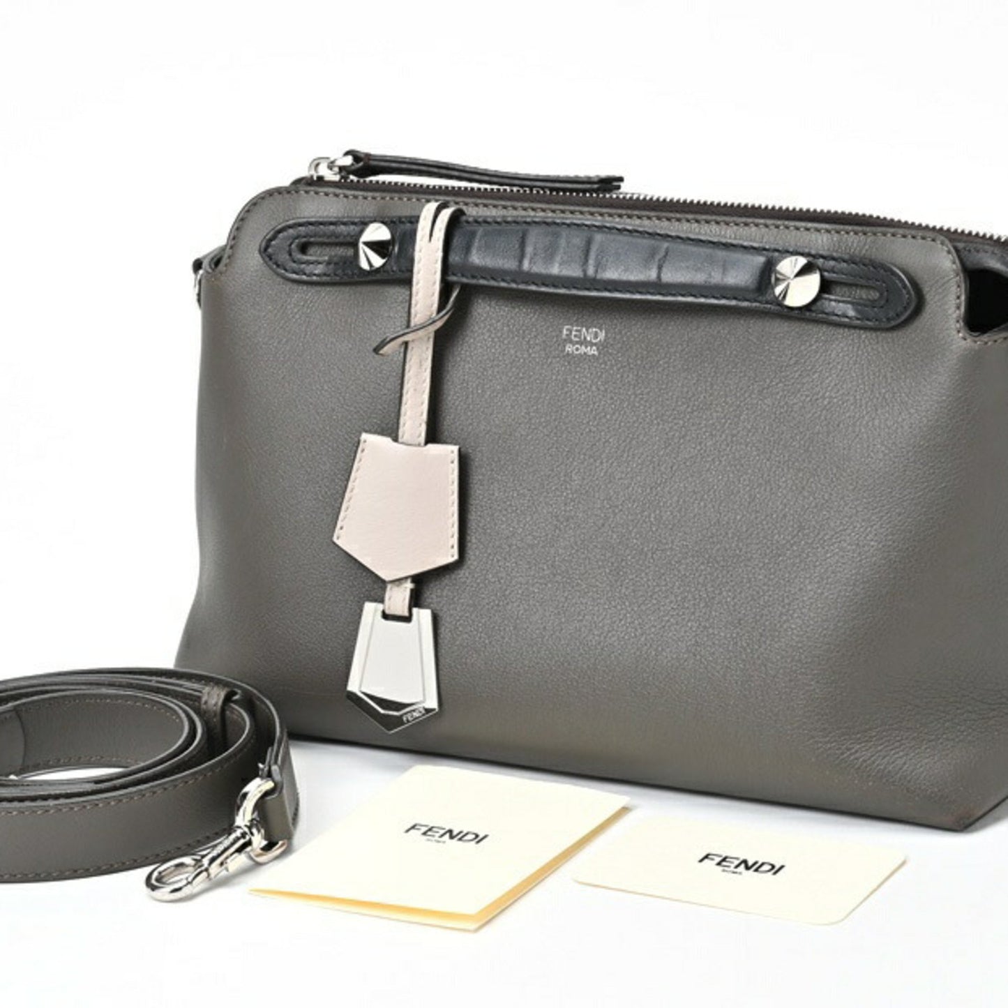 Fendi By the way Medium Grey Leather Travel Bag