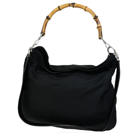 Gucci Bamboo Black Canvas Hand Bag