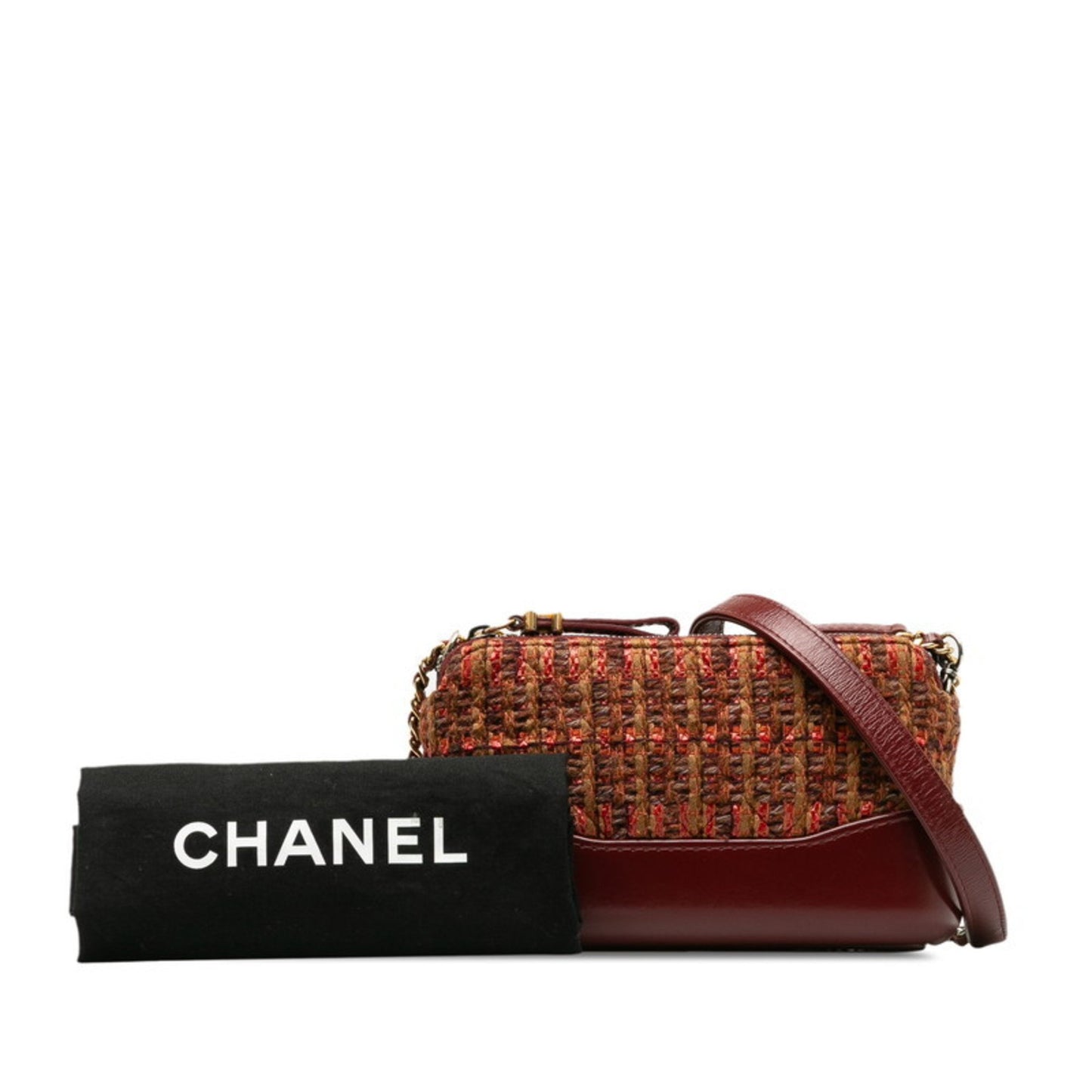 Chanel Gabrielle Burgundy Tweed Shoulder Bag