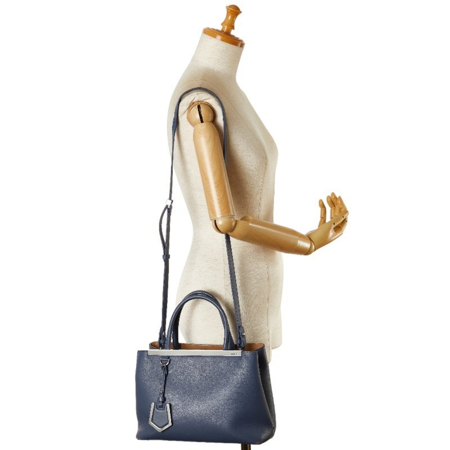 Fendi 2Jours Blue Leather Hand Bag