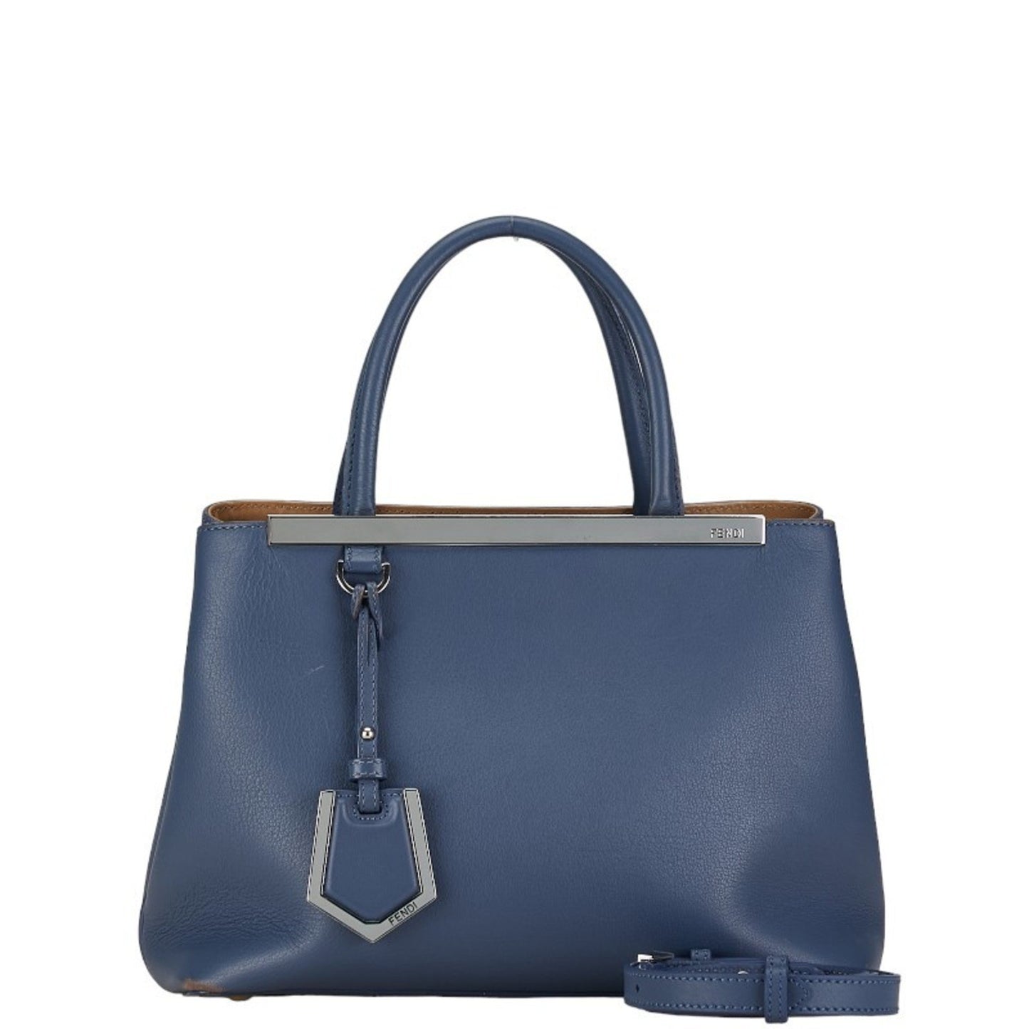 Fendi 2Jours Blue Leather Hand Bag