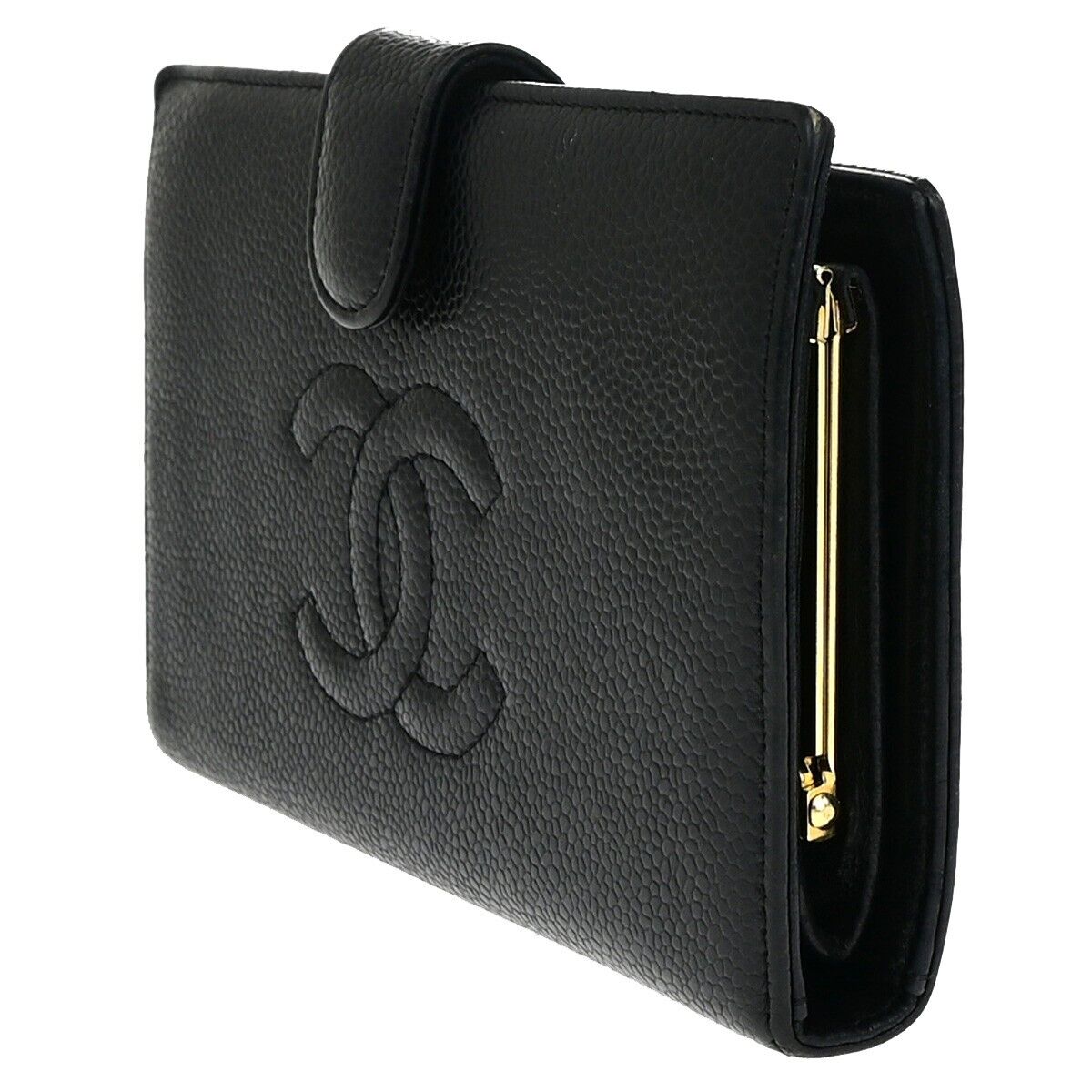 Chanel Cc Black Leather Wallet Accessories