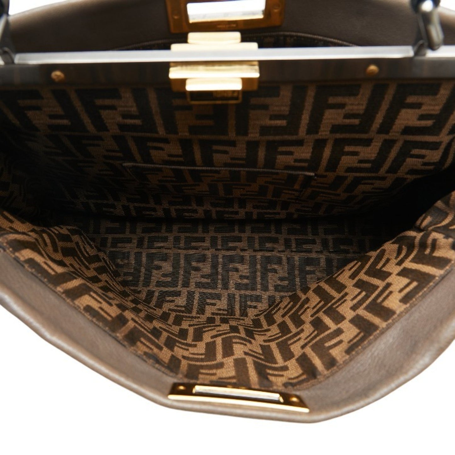 Fendi Peekaboo Grey Leather Hand Bag