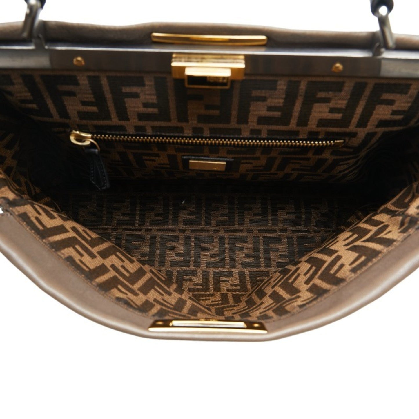 Fendi Peekaboo Grey Leather Hand Bag