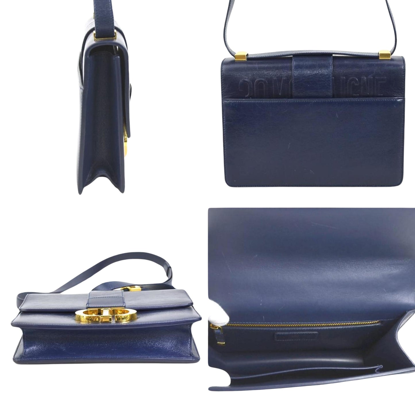 Dior 30 Montaigne Navy Leather Shoulder Bag