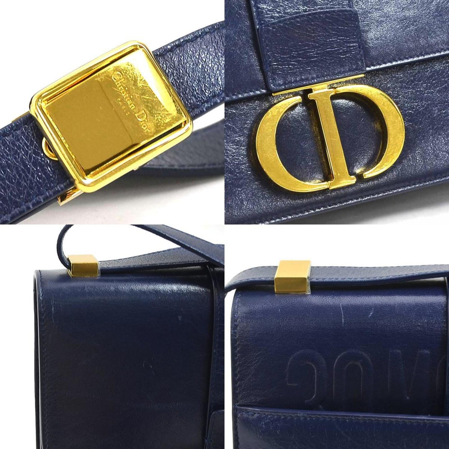 Dior 30 Montaigne Navy Leather Shoulder Bag