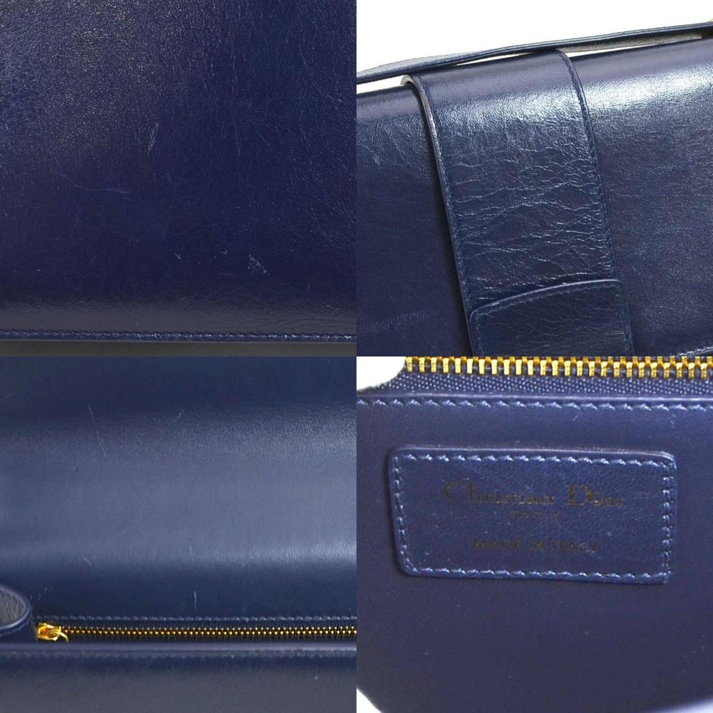 Dior 30 Montaigne Navy Leather Shoulder Bag