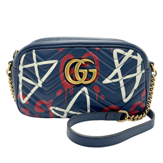 Gucci GG Marmont Navy Leather Shoulder Bag