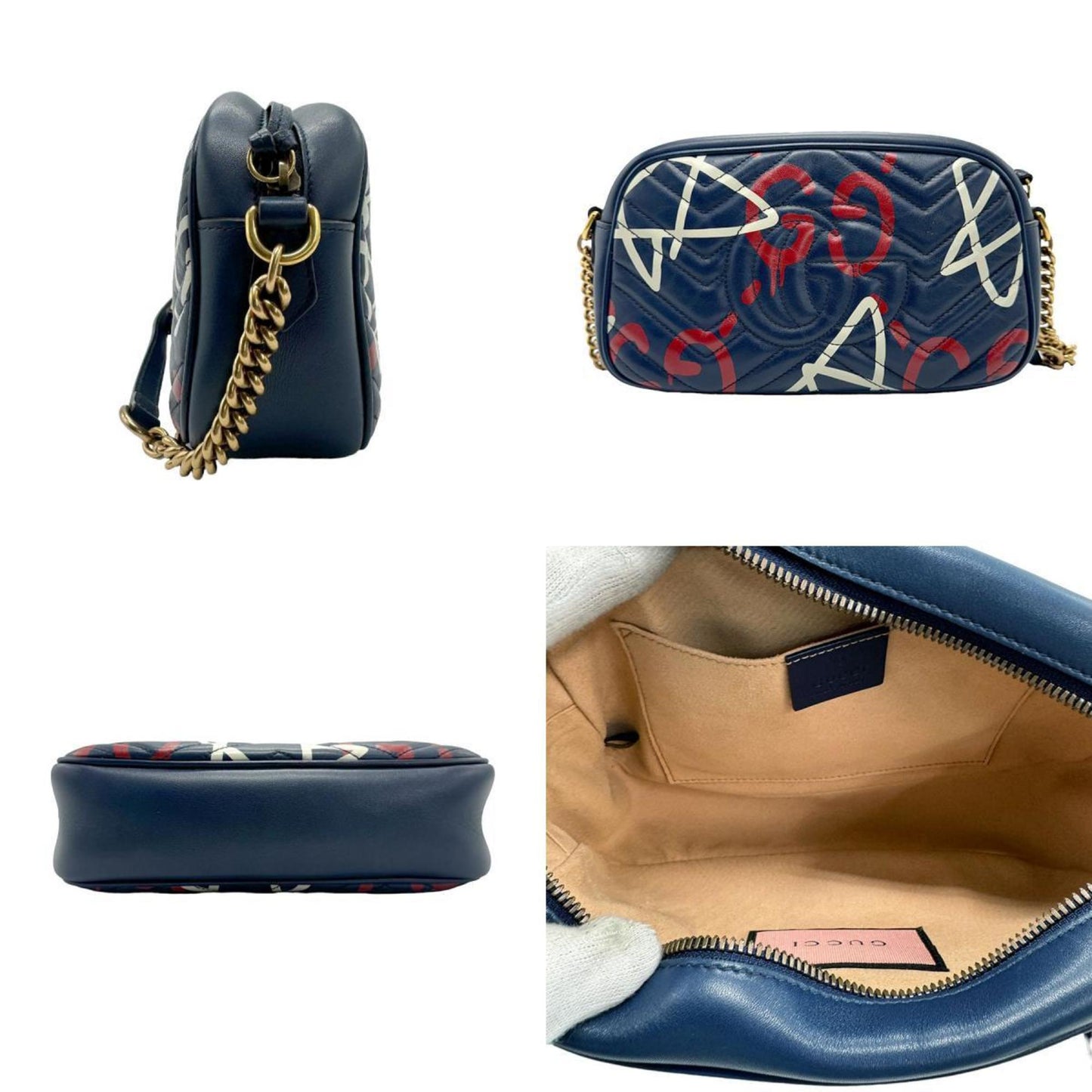 Gucci GG Marmont Navy Leather Shoulder Bag