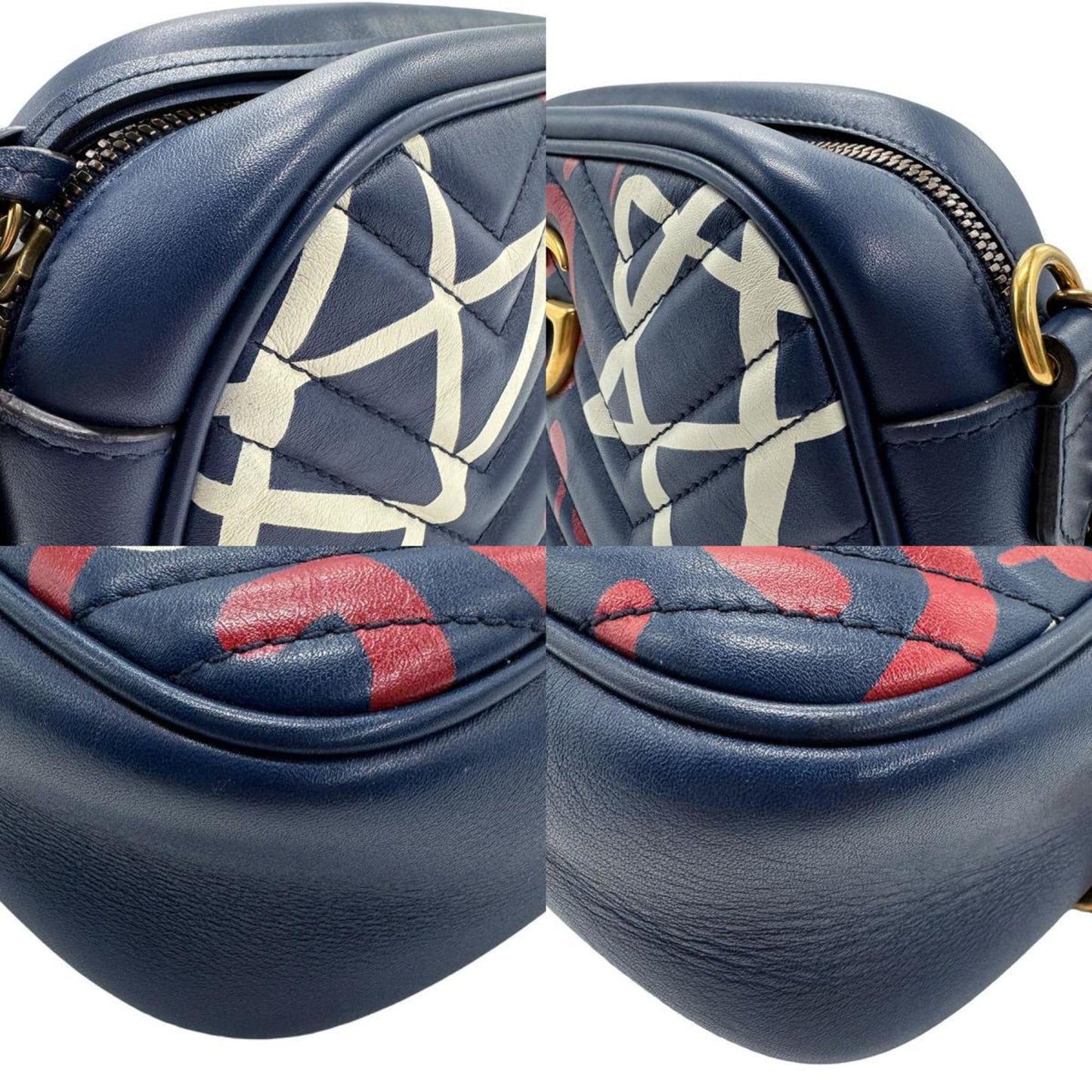 Gucci GG Marmont Navy Leather Shoulder Bag