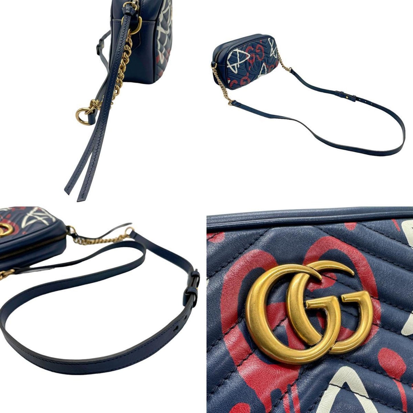 Gucci GG Marmont Navy Leather Shoulder Bag