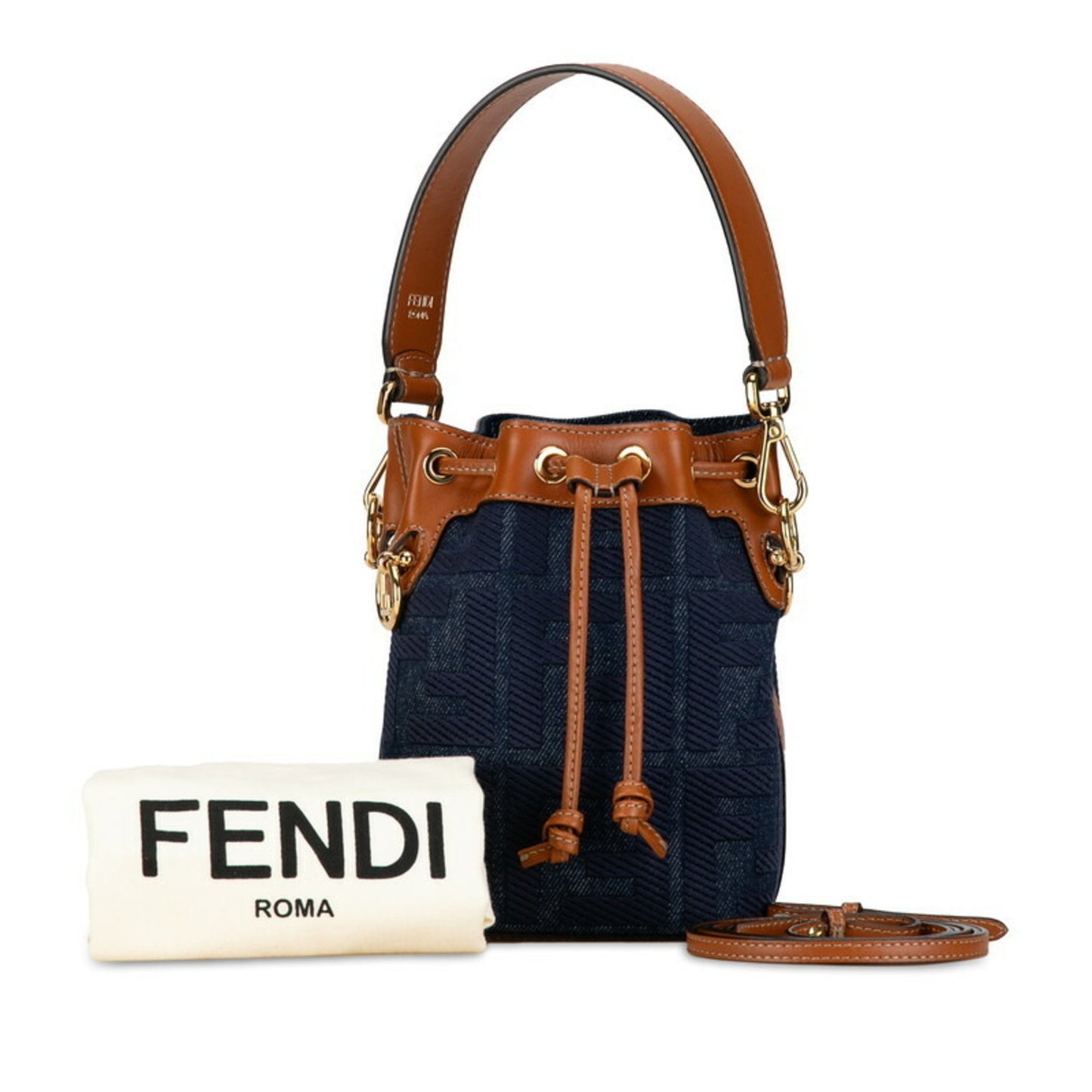 Fendi Zucca Navy Denim - Jeans Hand Bag