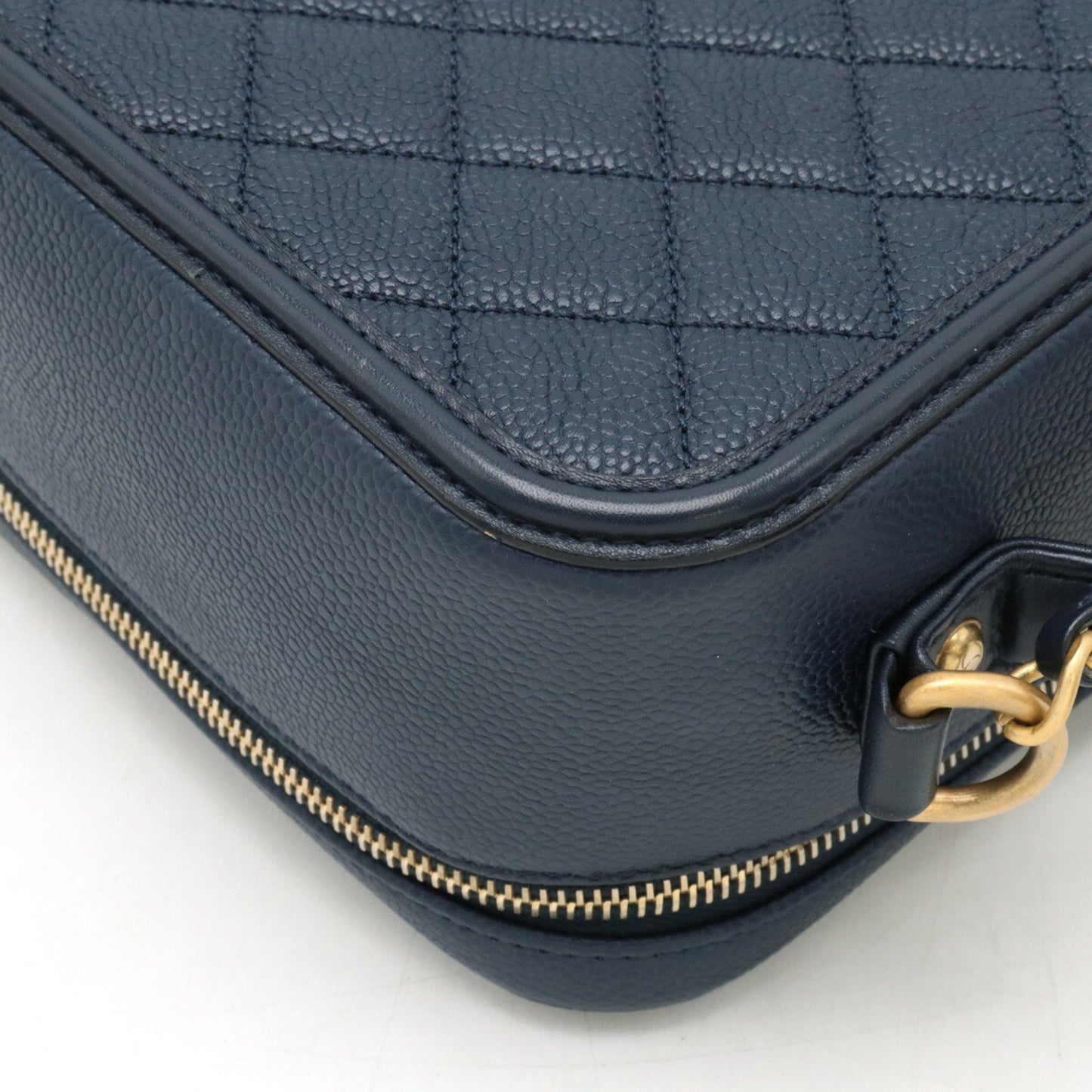 Chanel CC Filigree Navy Leather Hand Bag