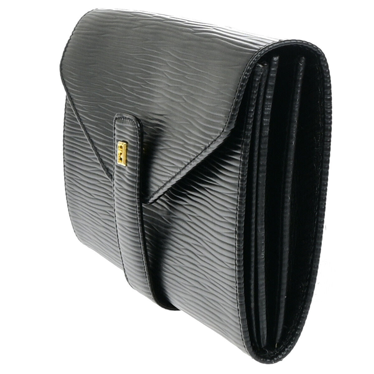 Fendi Zucca Black Leather Clutch Bag