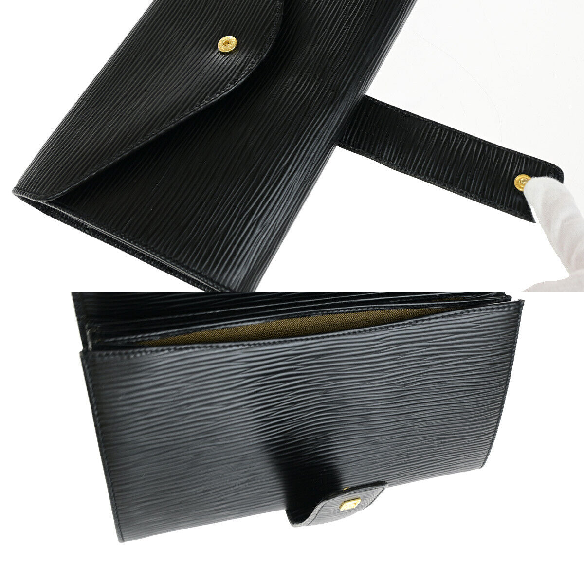 Fendi Zucca Black Leather Clutch Bag