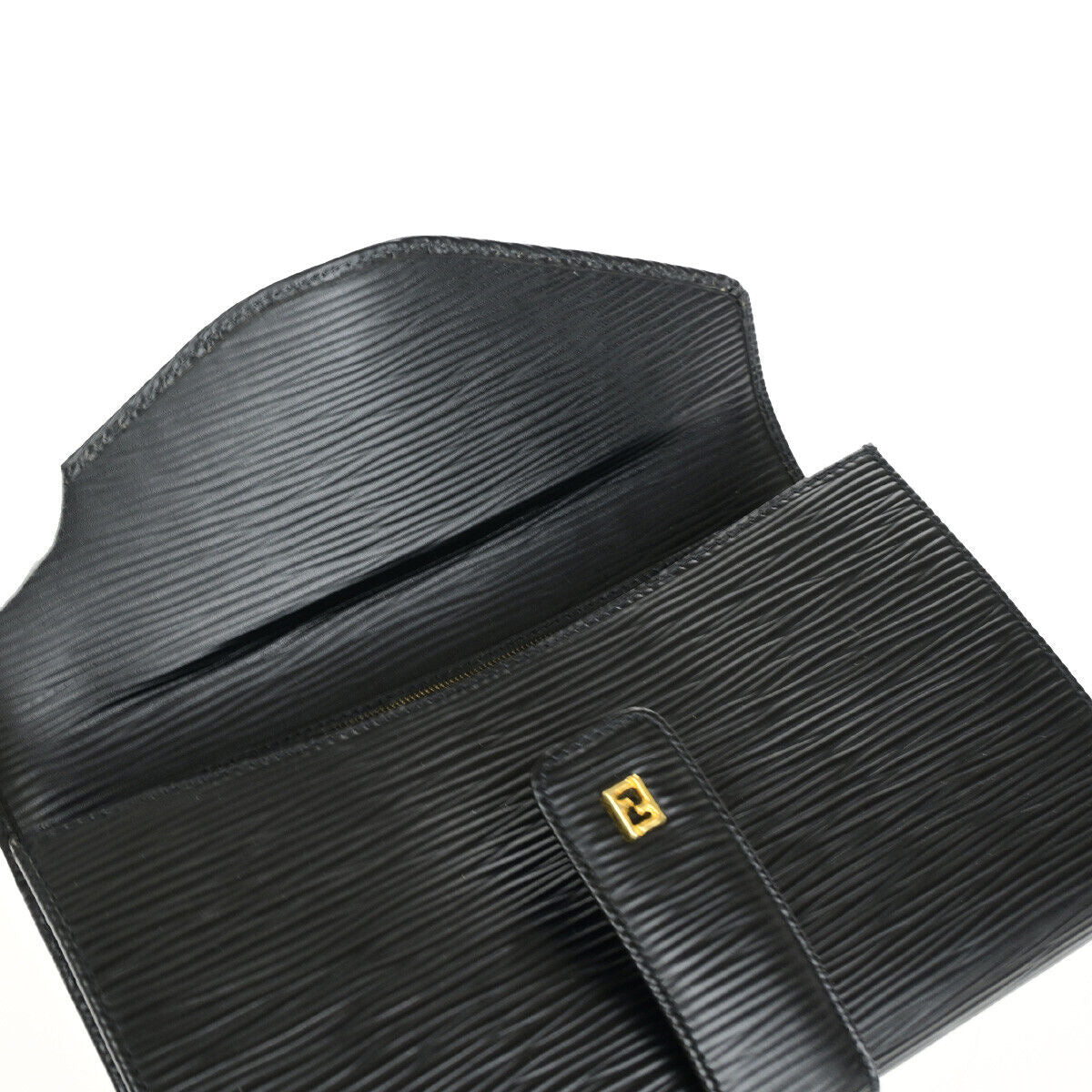 Fendi Zucca Black Leather Clutch Bag