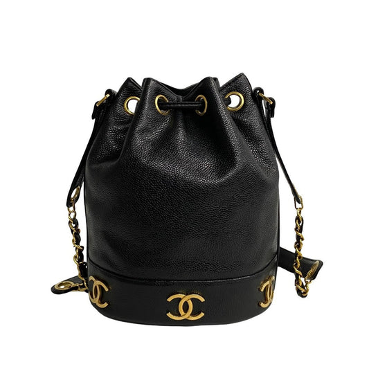 Chanel Triple coco Black Leather Shoulder Bag