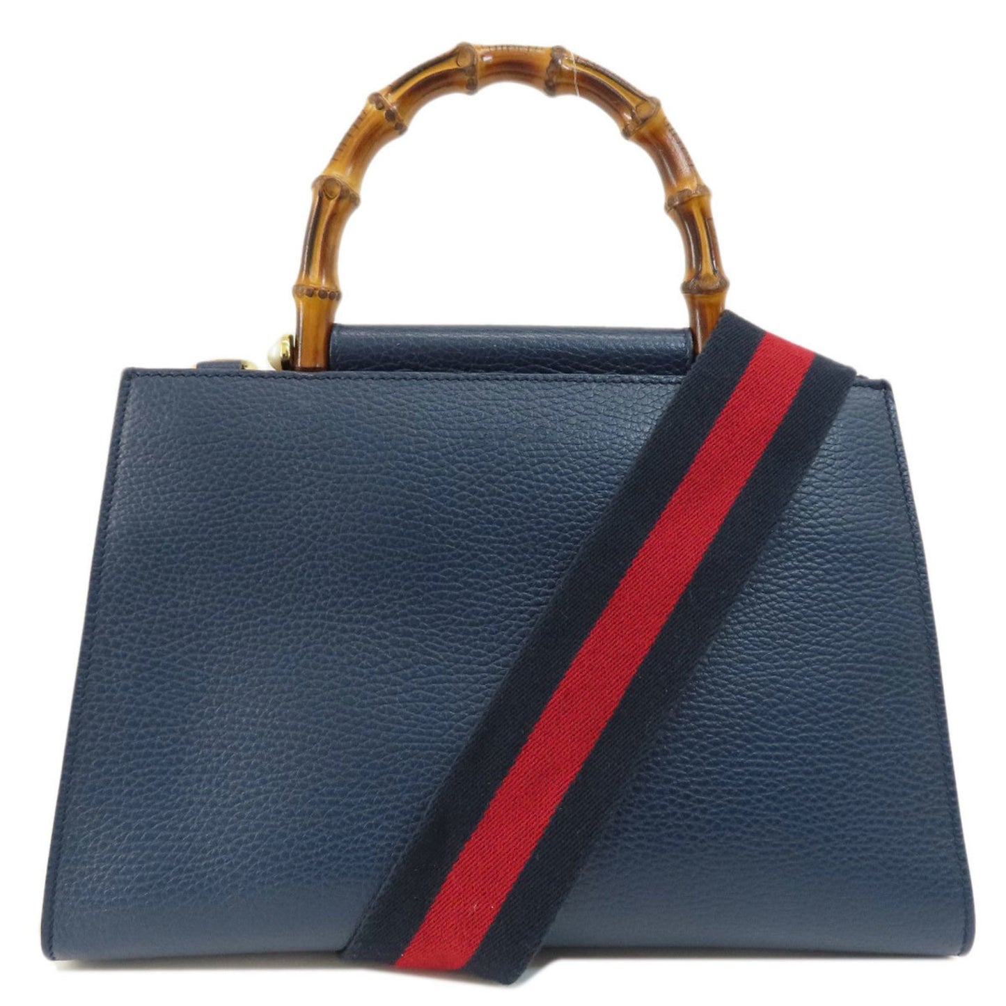 Gucci Bamboo Navy Leather Hand Bag