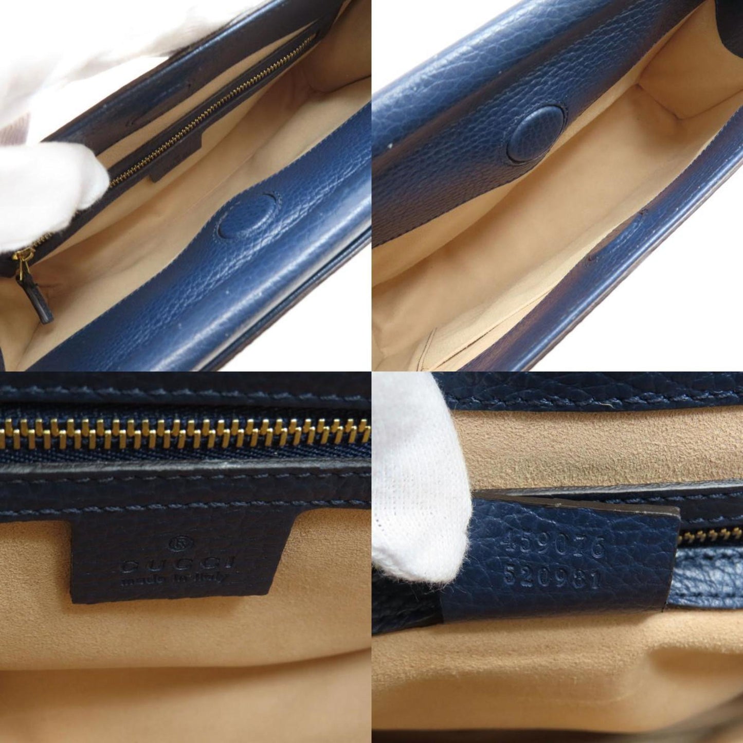 Gucci Bamboo Navy Leather Hand Bag