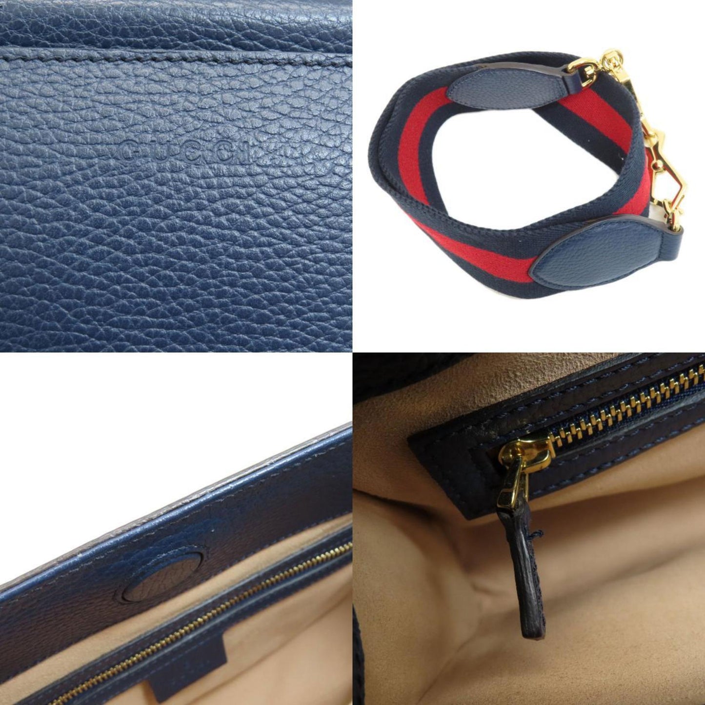 Gucci Bamboo Navy Leather Hand Bag