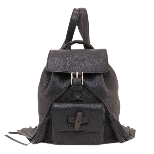 Gucci Bamboo Black Leather Backpack Bag